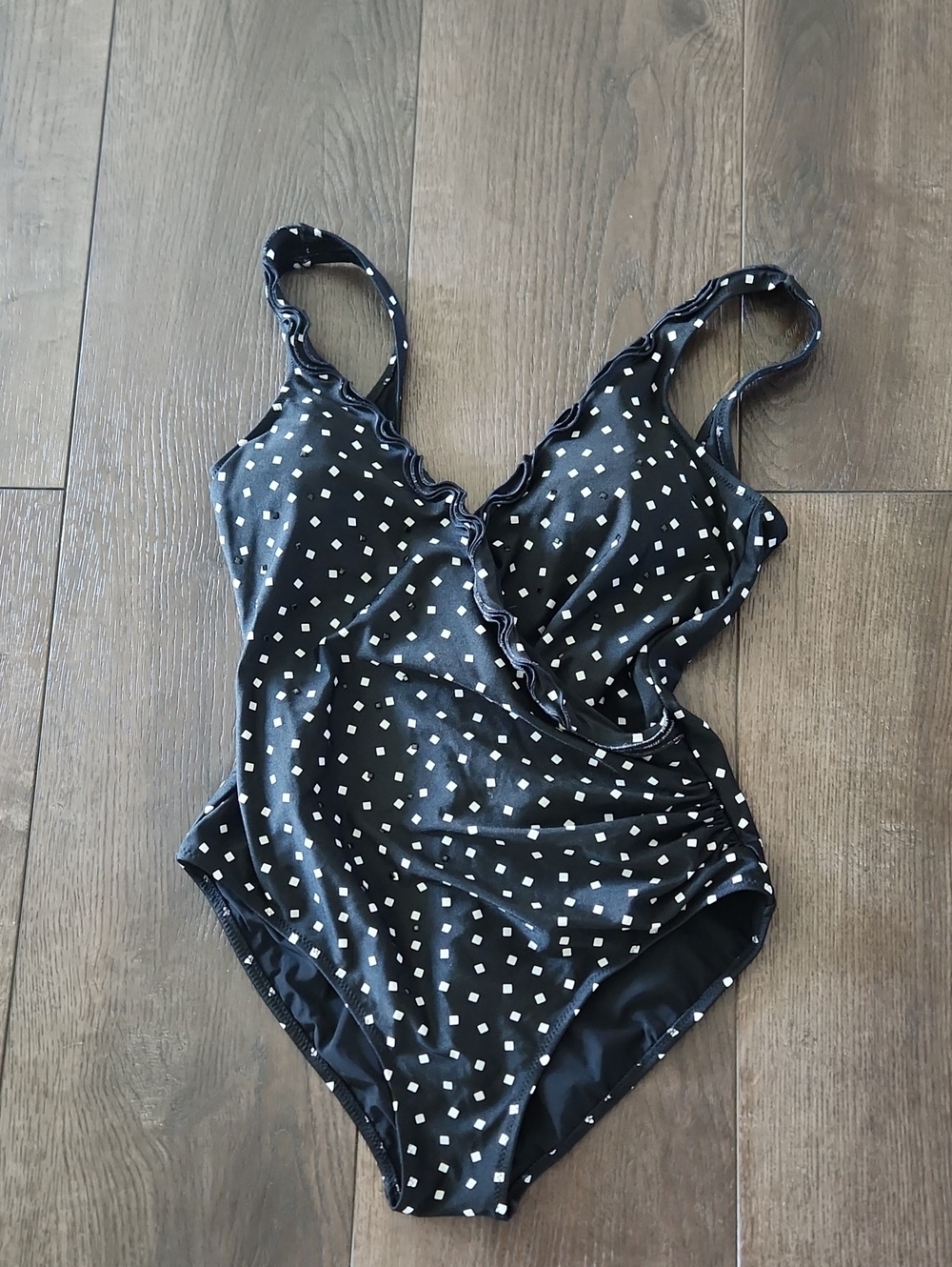 vintage:: Sexy Black & White Abstract LEA GOTTLIEB One Piece Swimsuit Size 12